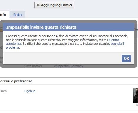 Facebook problemi richiesta amicizia
