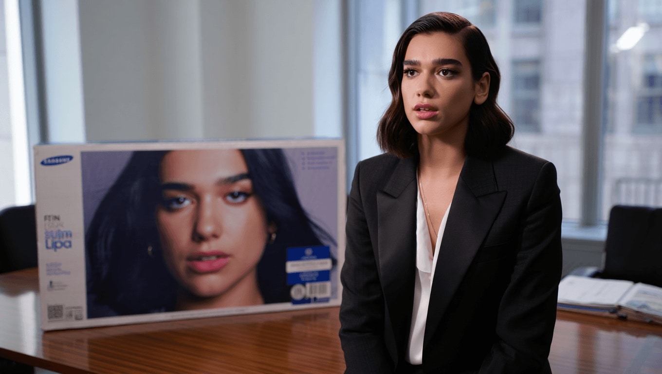 Dua Lipa fa causa a Samsung per 15 milioni di dollari: TV venduti con il suo volto sulle scatole, ma senza permesso