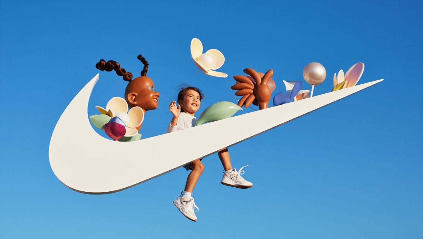 Ema Gaspar trasforma lo Swoosh di Nike Kidswear in un ecosistema animato
