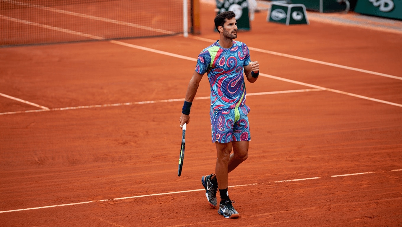 Mattia Bellucci porta il paisley di Massimo Osti al Roland Garros