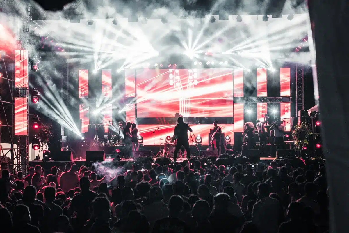 Concerto dal vivo con il pubblico in una venue musicale