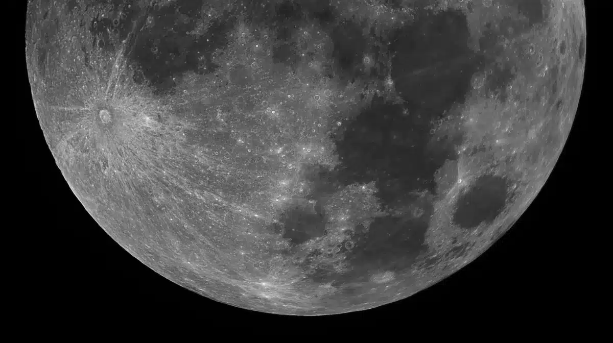 Cratere del polo sud lunare con zone permanentemente in ombra