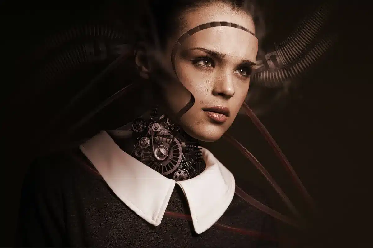 Processo di ricostruzione digitale di un volto mediante intelligenza artificiale in studio di produzione